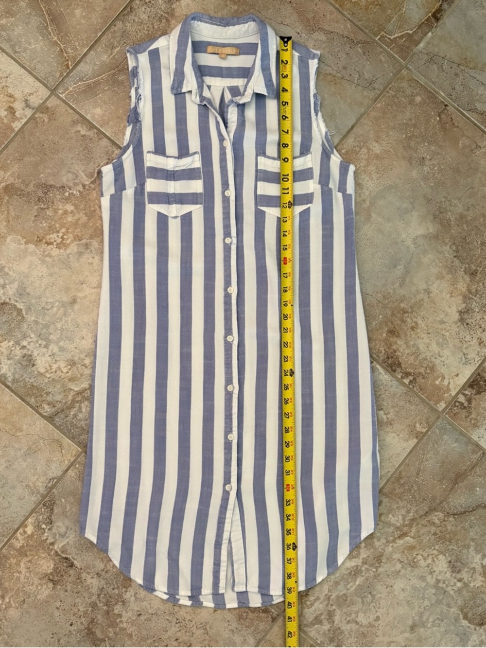 Hope & Harlow Sleeveless Striped Button Up Dress Size 10 Blue Beach Resort Wear - Picture 10 of 10